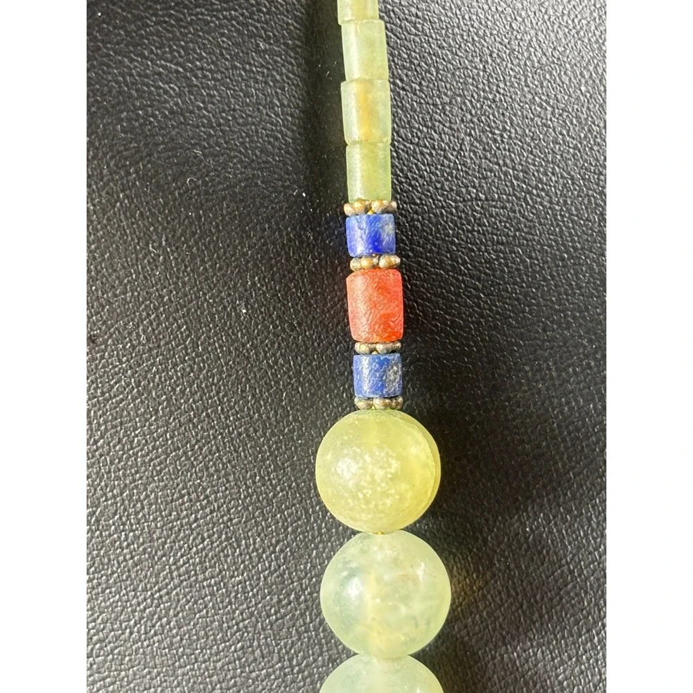VTG Jade Lapis Lazuli Carnelian Turquoise Multi Strand Beaded Necklace 21.5 Inch